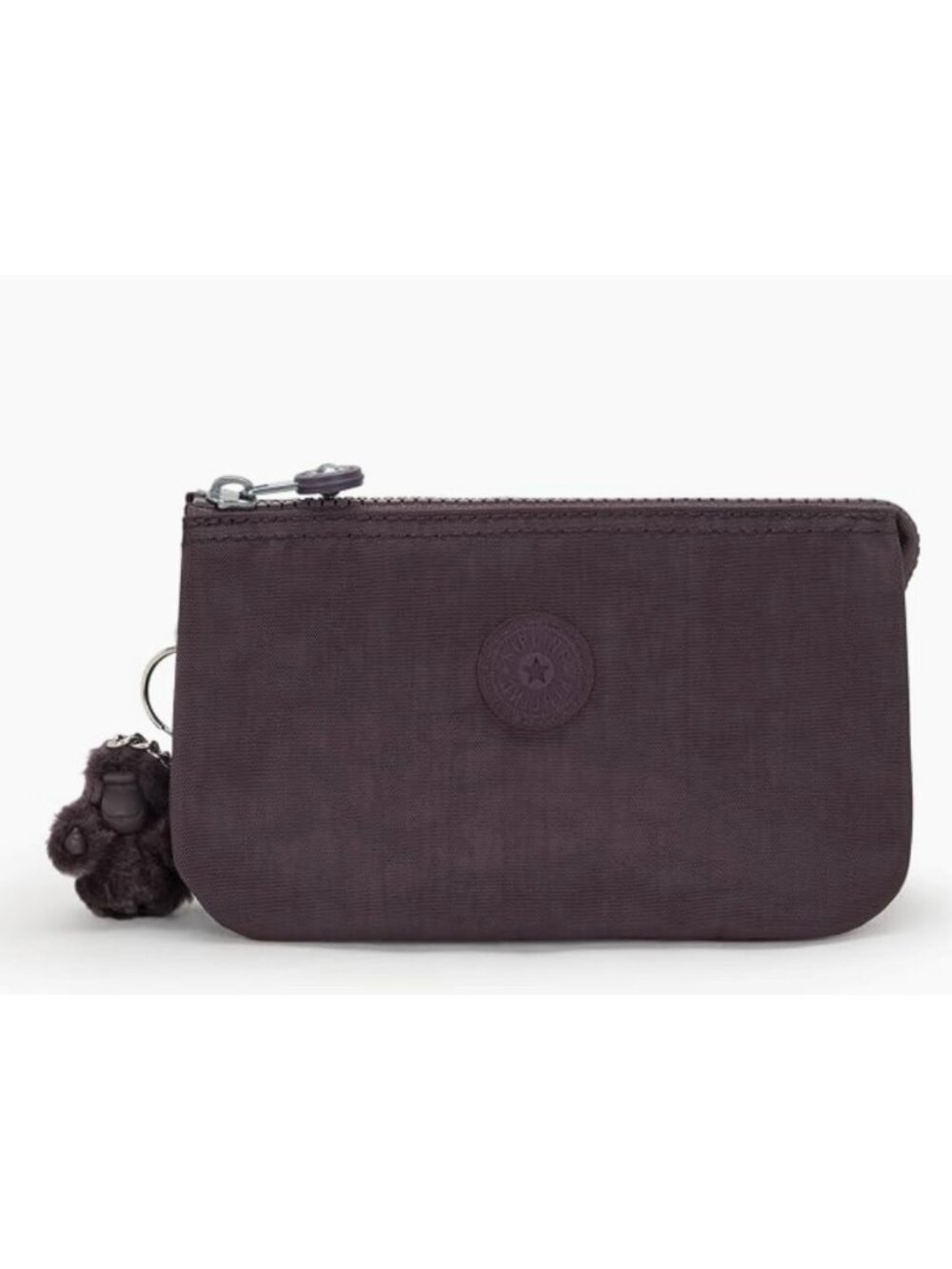 Kipling Creativity XL Wristlet Pouch Wine Red Lacq NWT Monkey Keychain 8.5"x5"